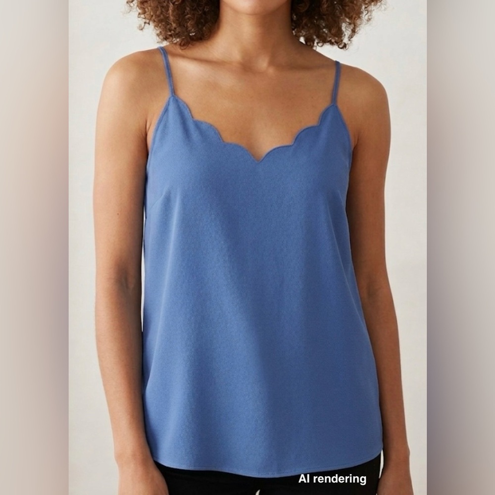 J By J. CREW Blue Scalloped Neckline Camisole Adjustable Straps | Size 8